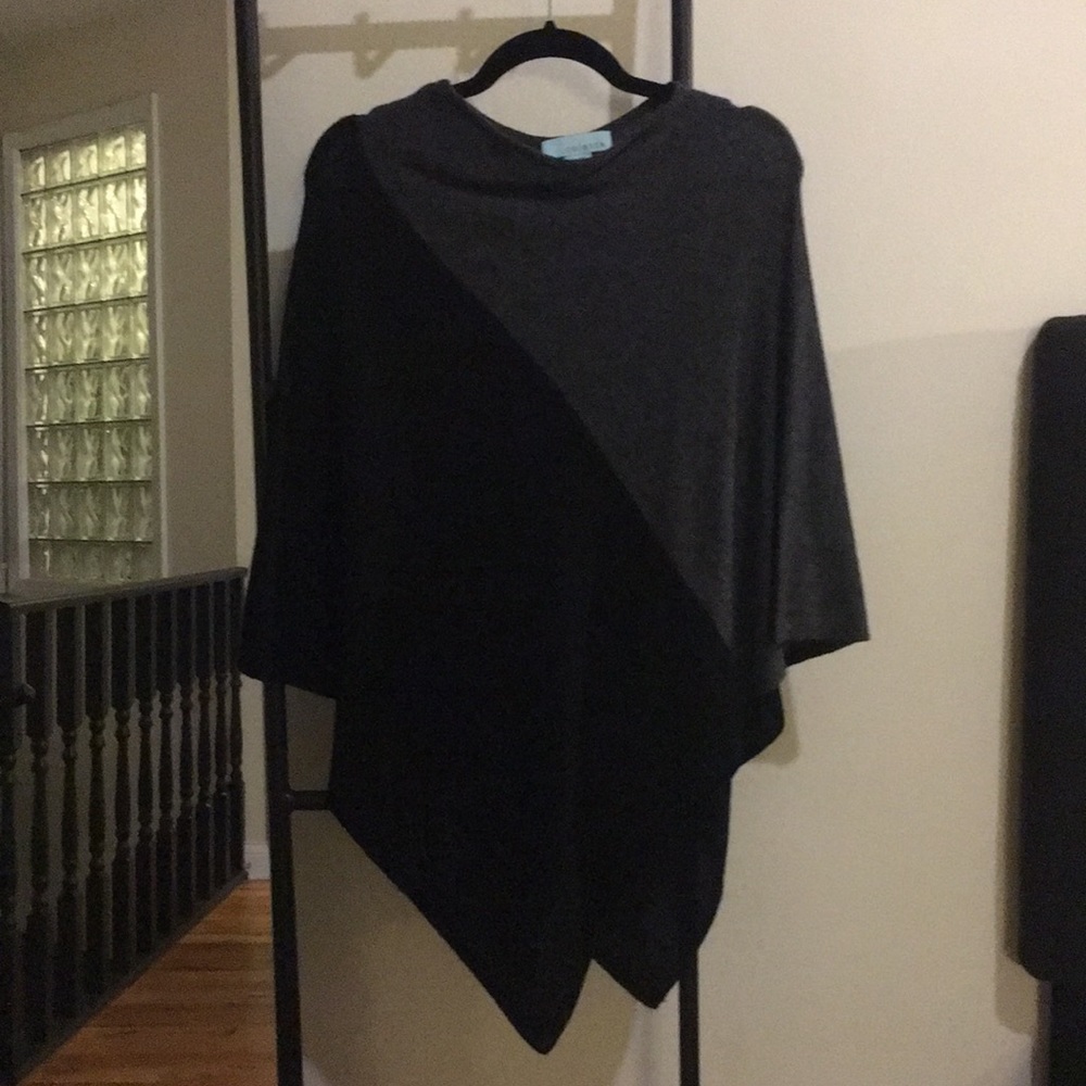 Grey and black wool cape